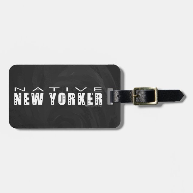 Native New Yorker black Luggage Tag (Front Horizontal)
