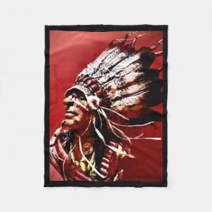 Native "Nez Perce Chief" original art  Fleece Blanket