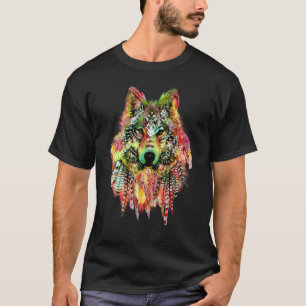 Native or Tribal boho Wolf feathers Pretty T-Shirt