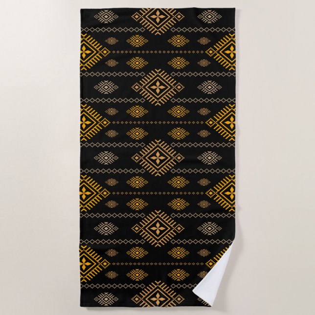 Native Pattern Boho Culture Ethnic Design Beach Towel (Front)