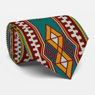 Native Pattern Geometry Mosaic Ethnic Tribal Style Tie