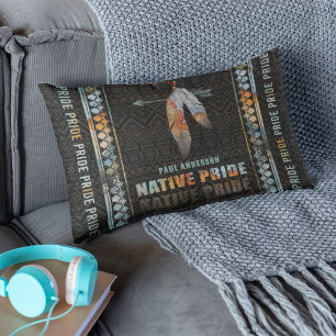 Native Pride Indian Feather Retro Tribal Arrow Lumbar Cushion