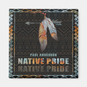 Native Pride Indian Feather Retro Tribal Arrow Magnet