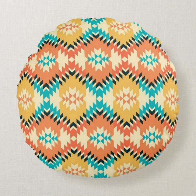 Native Print Round Pillow (Front)