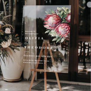 Native Protea Watercolor Floral Boho Botanical Acrylic Sign