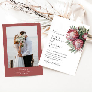 Native Protea Watercolor Floral Boho Botanical Invitation
