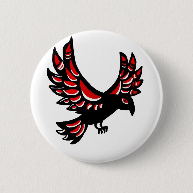 Native Raven 6 Cm Round Badge (Front)