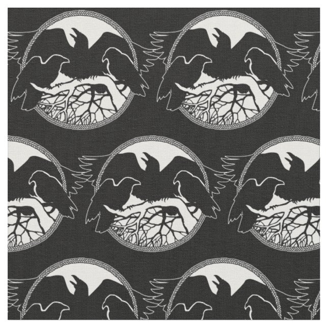 Native Raven Art Fabric Raven Crow Tribal Fabrics (Close Up)
