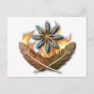 native red tailed hawk feathers and flames digital postcard