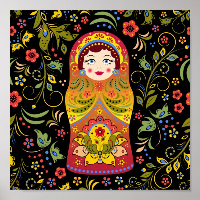 Native russian matrioshka ornament poster (Front)