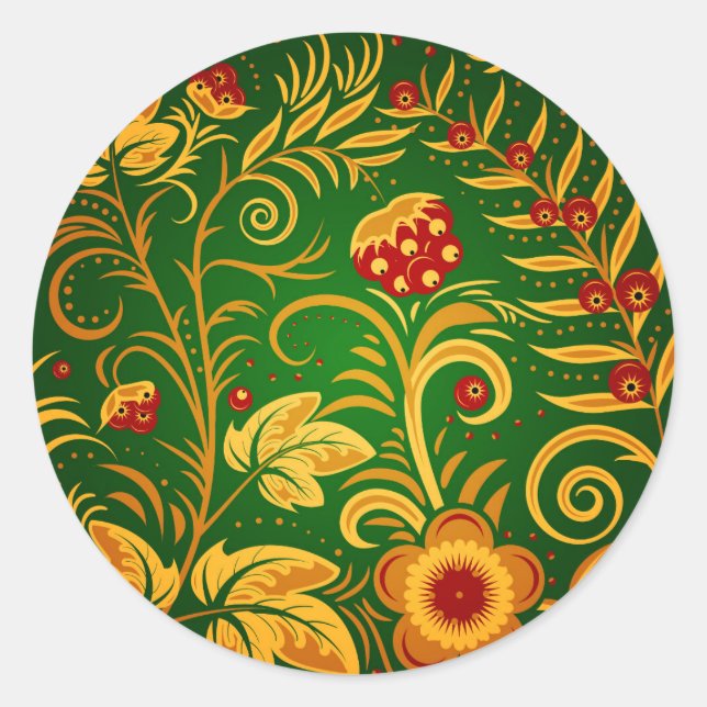 Native russian ornament classic round sticker (Front)