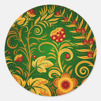 Native russian ornament classic round sticker