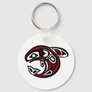 Native Salmon Art Key Ring