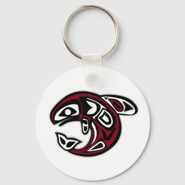 Native Salmon Art Key Ring (Front)