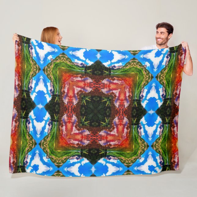 Native Shaman Tribal Elements Mandala Quilt Fleece Blanket (In Situ)