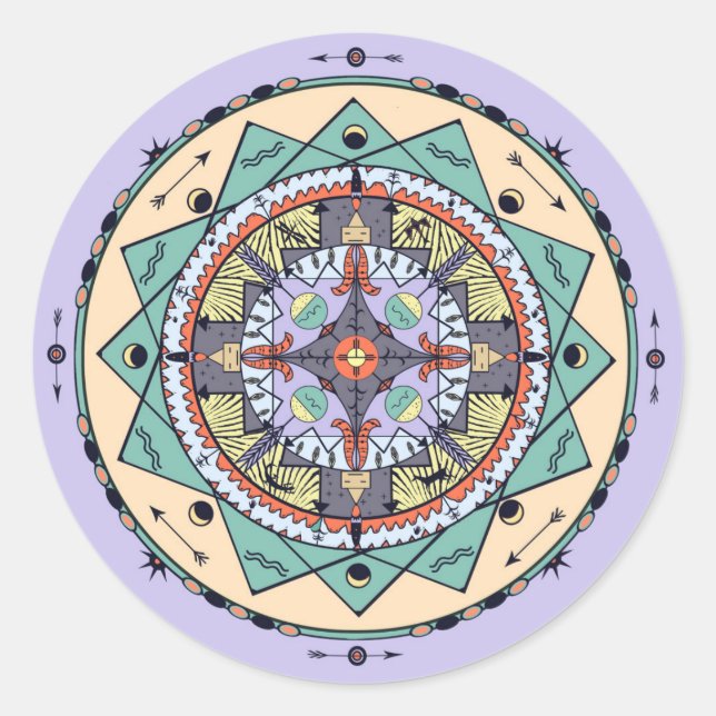 Native Shapes Mandala Sticker (Front)
