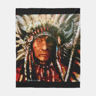 Native "Sioux Chief" Fleece Blanket