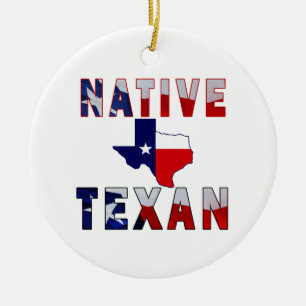 Native Texan Flag Map Ceramic Tree Decoration