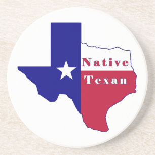 Native Texan Flag Map Coaster