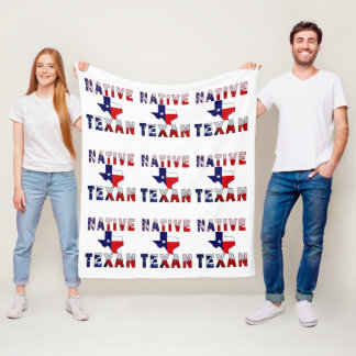 Native Texan Flag Map Fleece Blanket