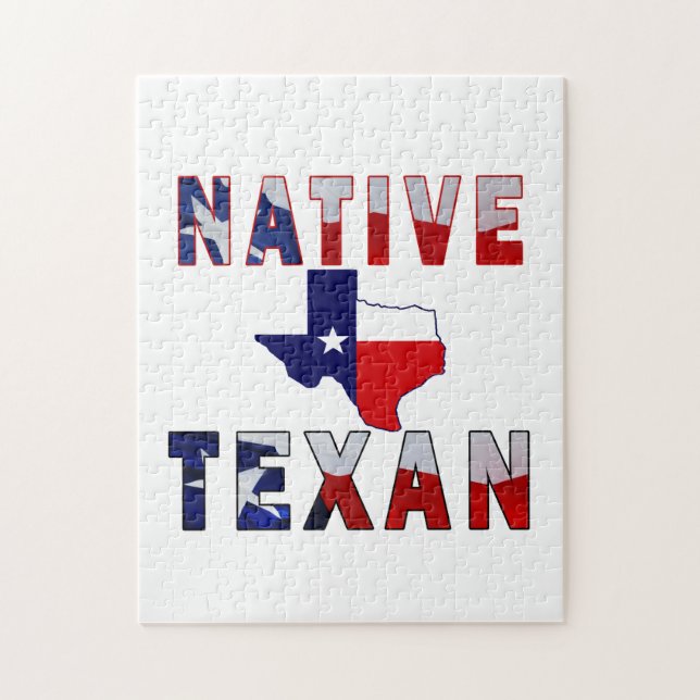 Native Texan Flag Map Jigsaw Puzzle (Vertical)