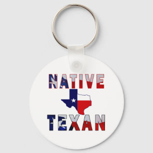 Native Texan Flag Map Key Ring