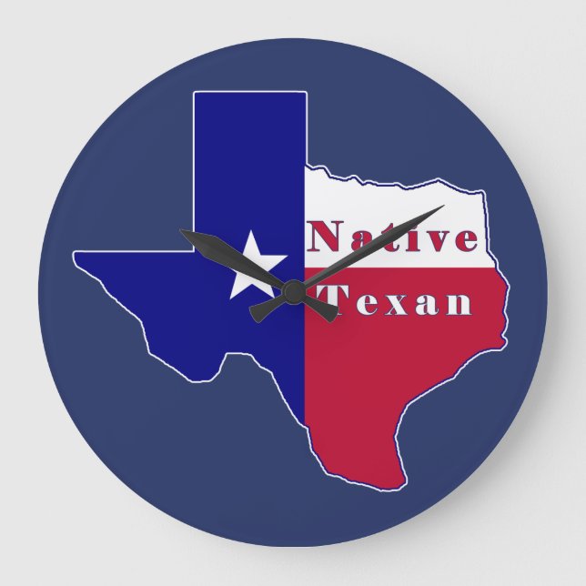 Native Texan Flag Map Large Clock (Front)