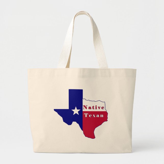 Native Texan Flag Map Large Tote Bag (Front)