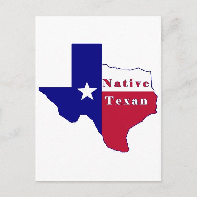 Native Texan Flag Map Postcard (Front)