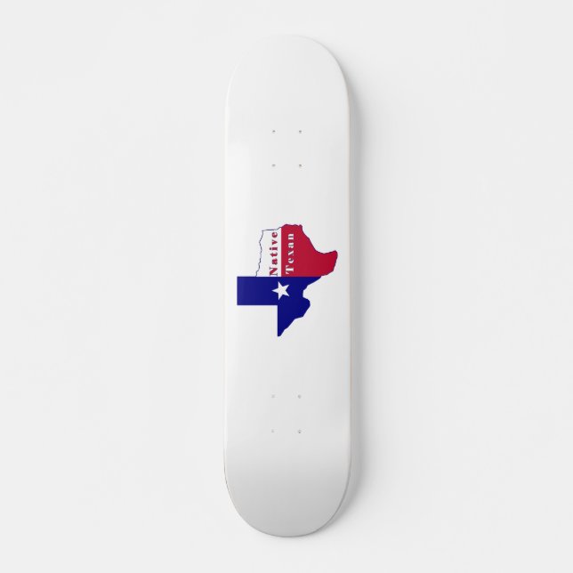 Native Texan Flag Map Skateboard (Front)