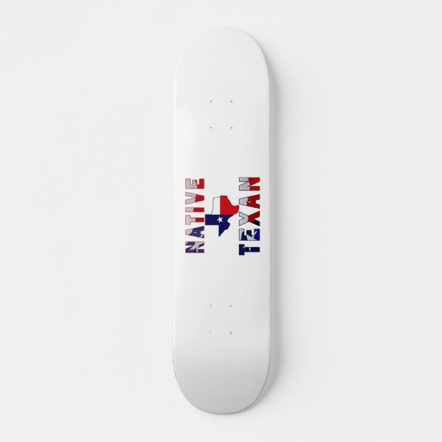 Native Texan Flag Map Skateboard (Front)
