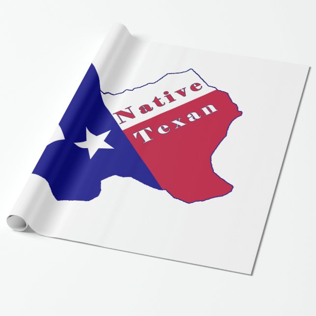 Native Texan Flag Map Wrapping Paper (Unrolled)