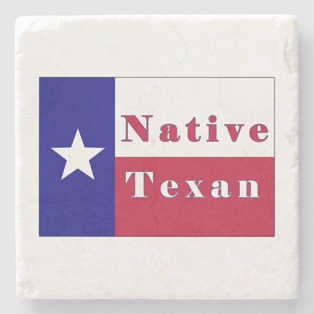 Native Texan Lone Star Flag Stone Coaster (Front)
