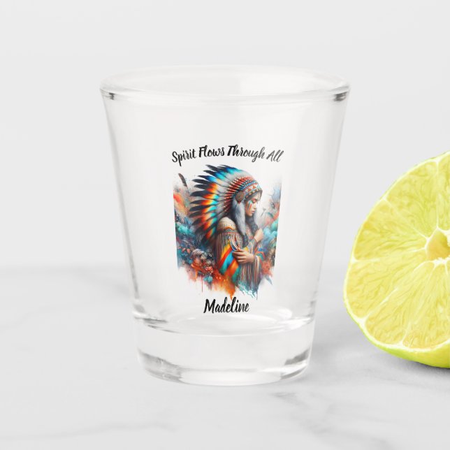 Native Traditional Attire Shot Glass (Front)