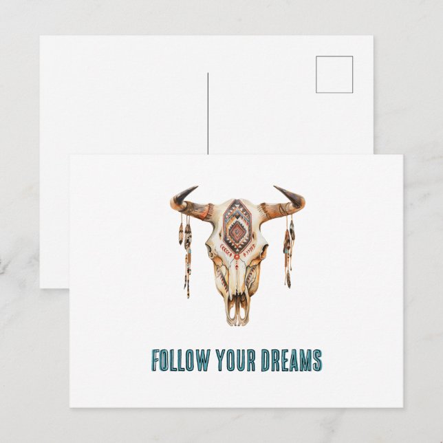 Native Tribal Bull Horns Skull   Postcard (Front/Back)