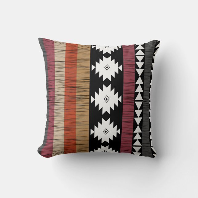 Native Tribal Colourful Lines Pattern  Cushion (Front)