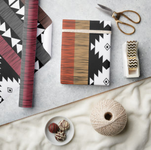 Native Tribal Colourful Lines Pattern  Wrapping Paper