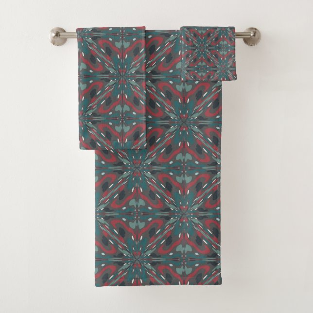 Native Tribal Southwestern Colours Pattern Bath Towel Set (Insitu)