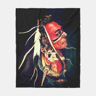 Native Warrior "Kaw" Fleece Blanket
