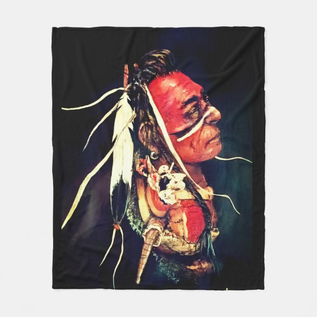 Native Warrior "Kaw" Fleece Blanket (Front)