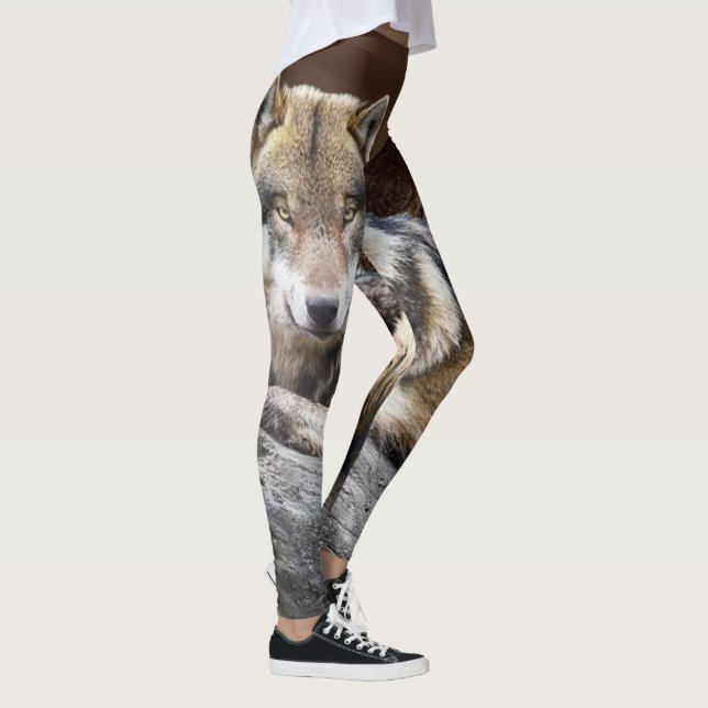 Native Wolf Photo Print Leggings (Right)