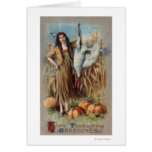 Native Woman Holding Turkey