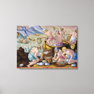 Natives Fishing for Giant Clams on the Indus, plat Canvas Print