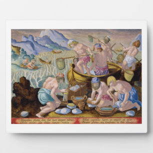 Natives Fishing for Giant Clams on the Indus, plat Plaque