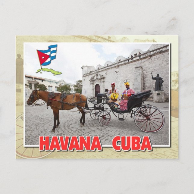 Natives in costume in carriage, Havana, Cuba Postcard (Front)