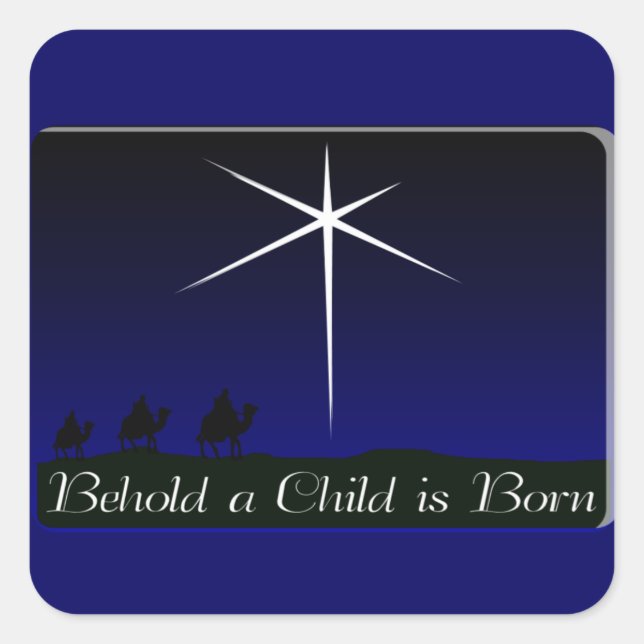 Nativity A Child Is Born Square Sticker (Front)