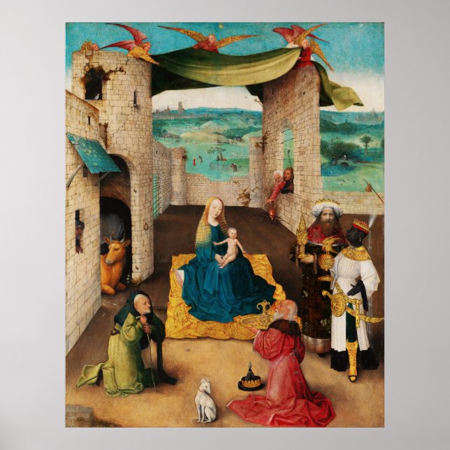 NATIVITY,ADORATION OF MAGI by BOSCH Christmas Poster (Front)