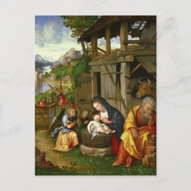 Nativity and Child Angels c1515 Postcard (Front)