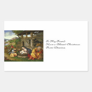 Nativity and Child Angels  c1515 Rectangular Sticker