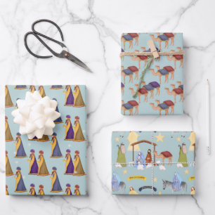 Nativity and Three Wise Men Wrapping Paper Sheet